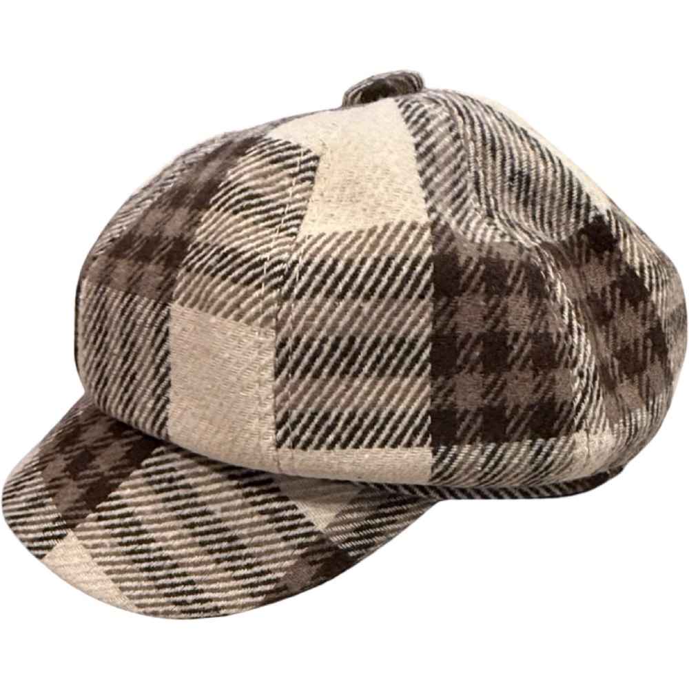 Stylish Brown and Cream Plaid Men's Cap